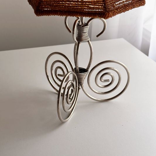 Silverplated Tealight Candleholder with Beaded Shade
