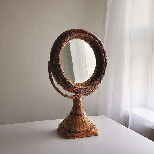 Vintage Wicker Vanity Mirror