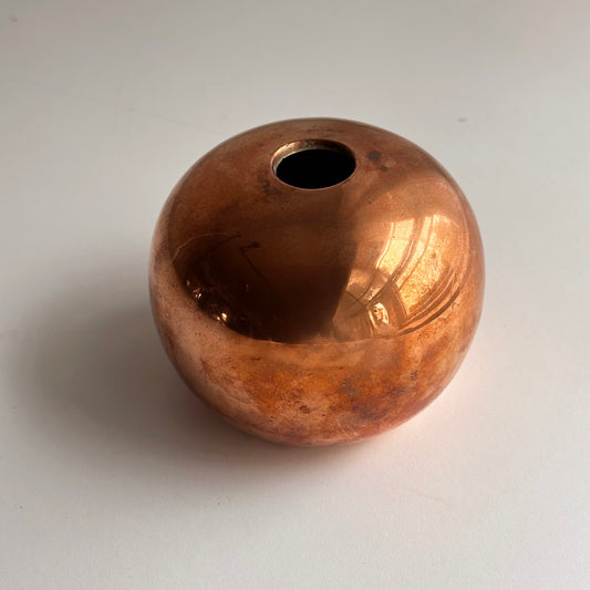 Vintage Copper Sphere Bud Vase or Candleholder