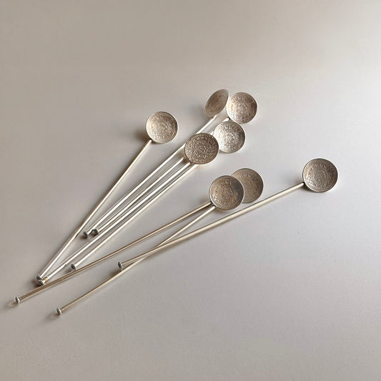 Vintage Sterling Silver Long Stir Spoons, Made in Mexico