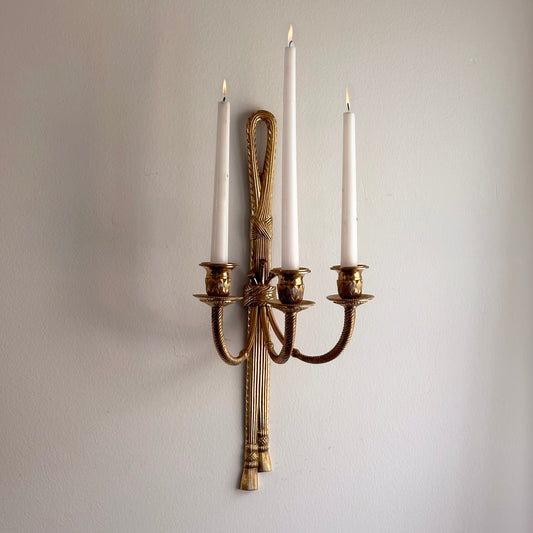 Vintage Brass Draped Rope Sconce