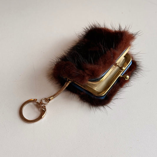 Antique Fur Change Purse Keychain