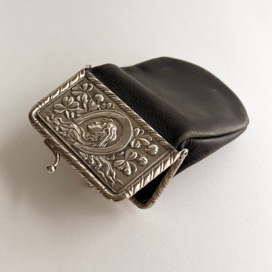 Antique Silver and Leather Change Purse