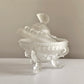 Vintage Frosted Glass Lidded Dish with Shell Details