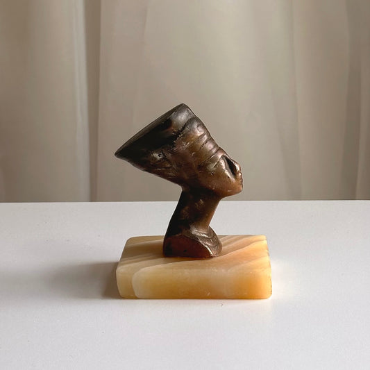 Vintage Bronze Egyptian Bust on Marble Base