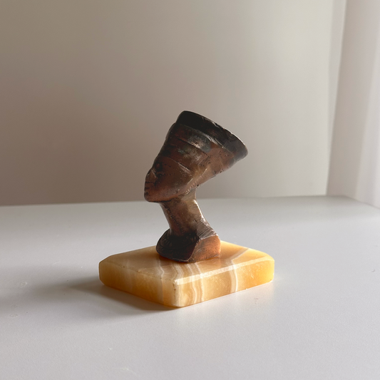 Vintage Bronze Egyptian Bust on Marble Base