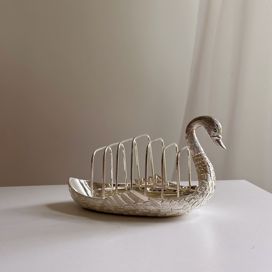 Vintage Silver-Plated Swan Toast Rack
