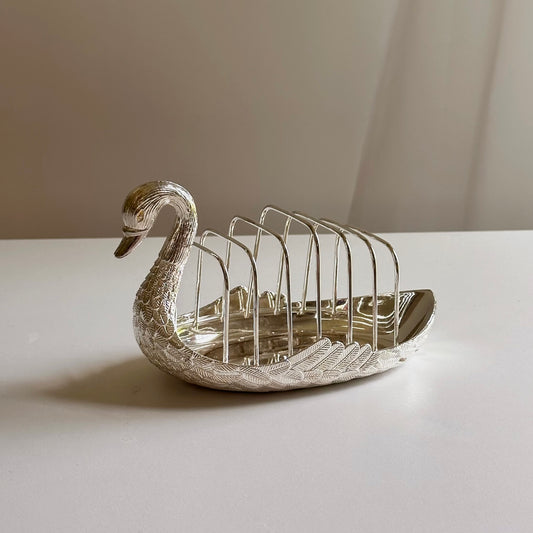 Vintage Silver-Plated Swan Toast Rack