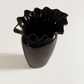 Vintage Mikasa Onyx Glass Vase with Ruffled Top