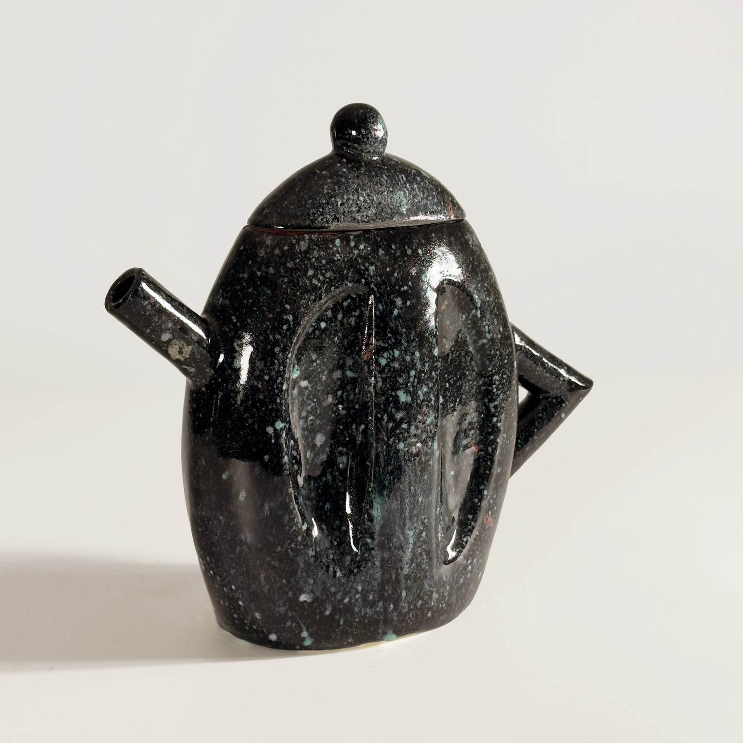 Vintage Postmodern Clay Teapot