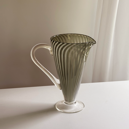 Blown Glass Murano-Style Striped Martini Pitcher