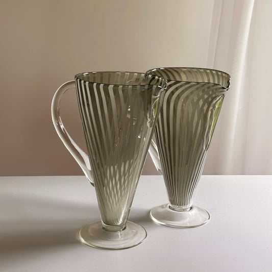 Blown Glass Murano-Style Striped Martini Pitcher
