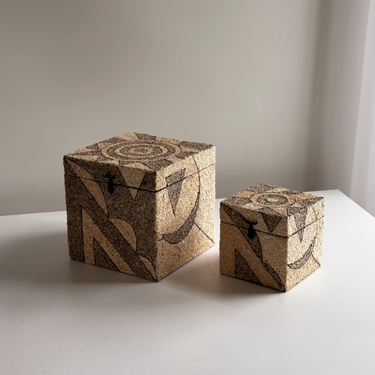 Artisan-Crafted Metal Box with Pebbled Abstract Finish