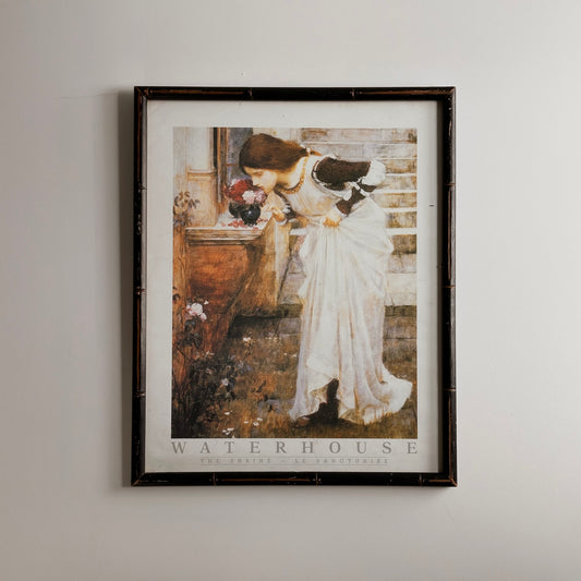 Vintage Framed Print in Bamboo-Style Wood Frame