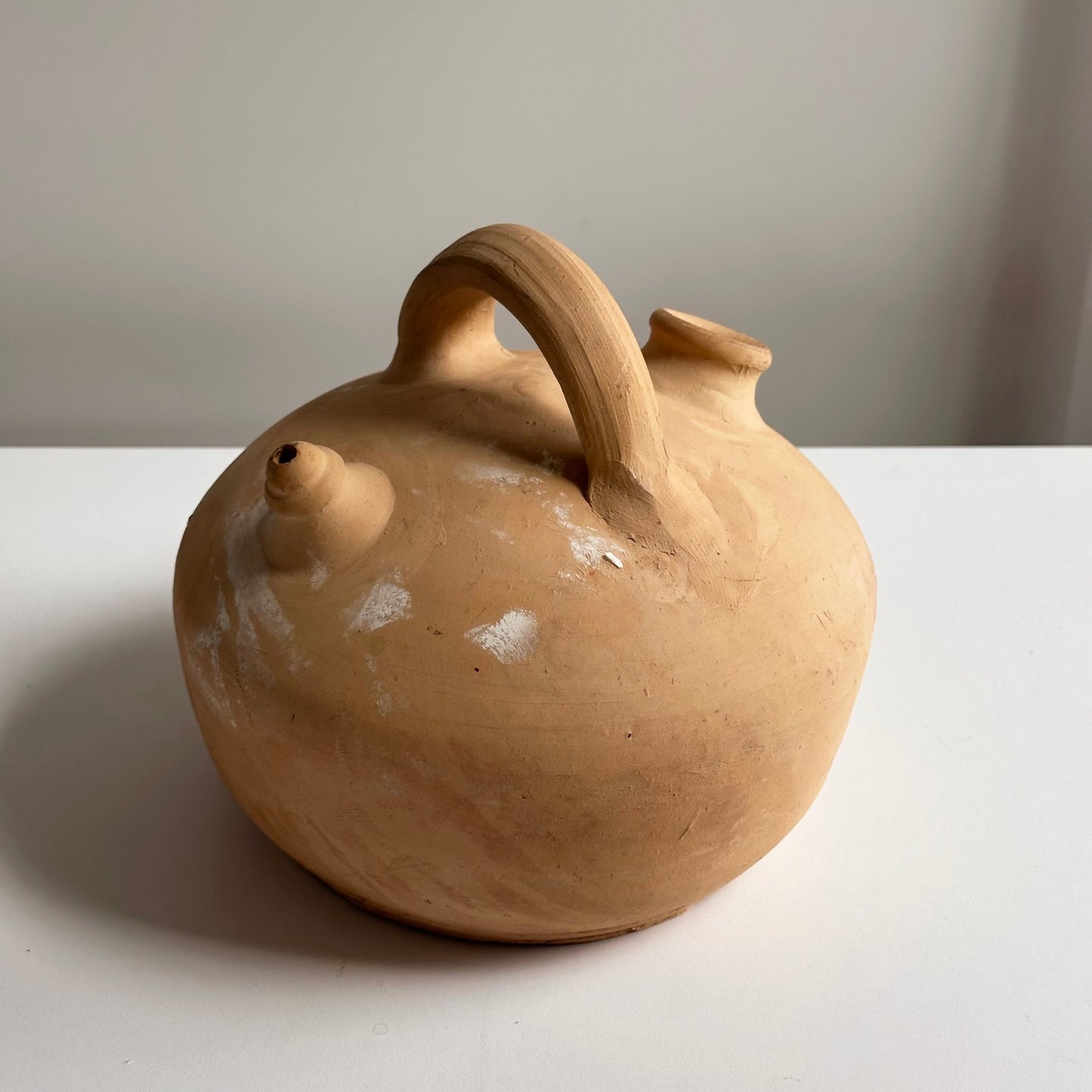 Vintage Handcrafted Clay Squat Botijo Vessel
