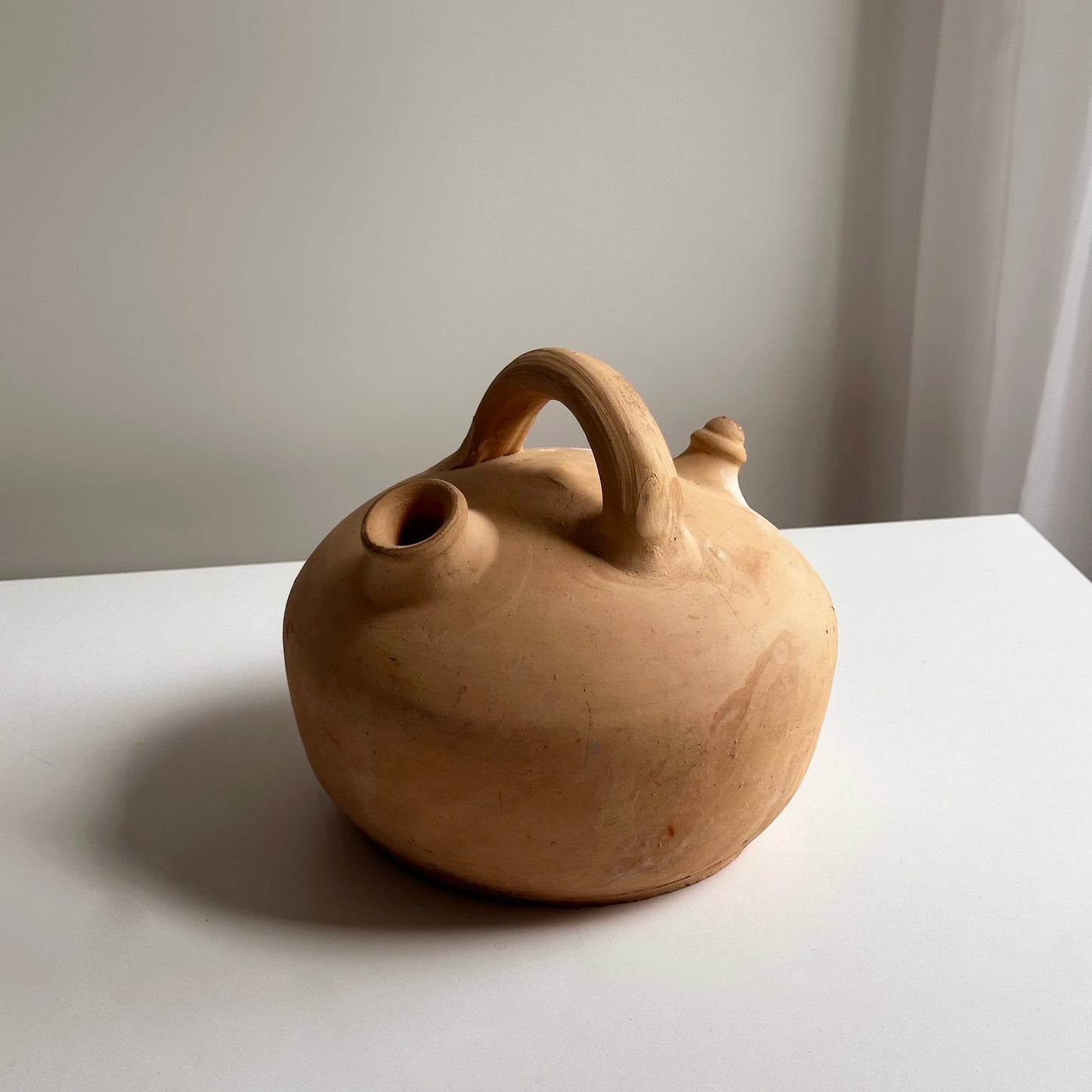 Vintage Handcrafted Clay Squat Botijo Vessel