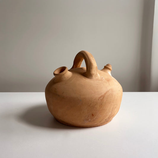 Vintage Handcrafted Clay Squat Botijo Vessel