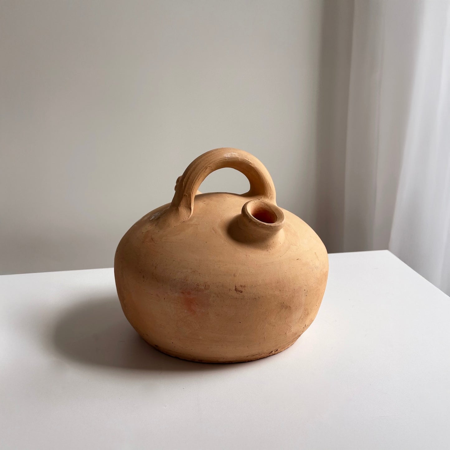 Vintage Handcrafted Clay Squat Botijo Vessel