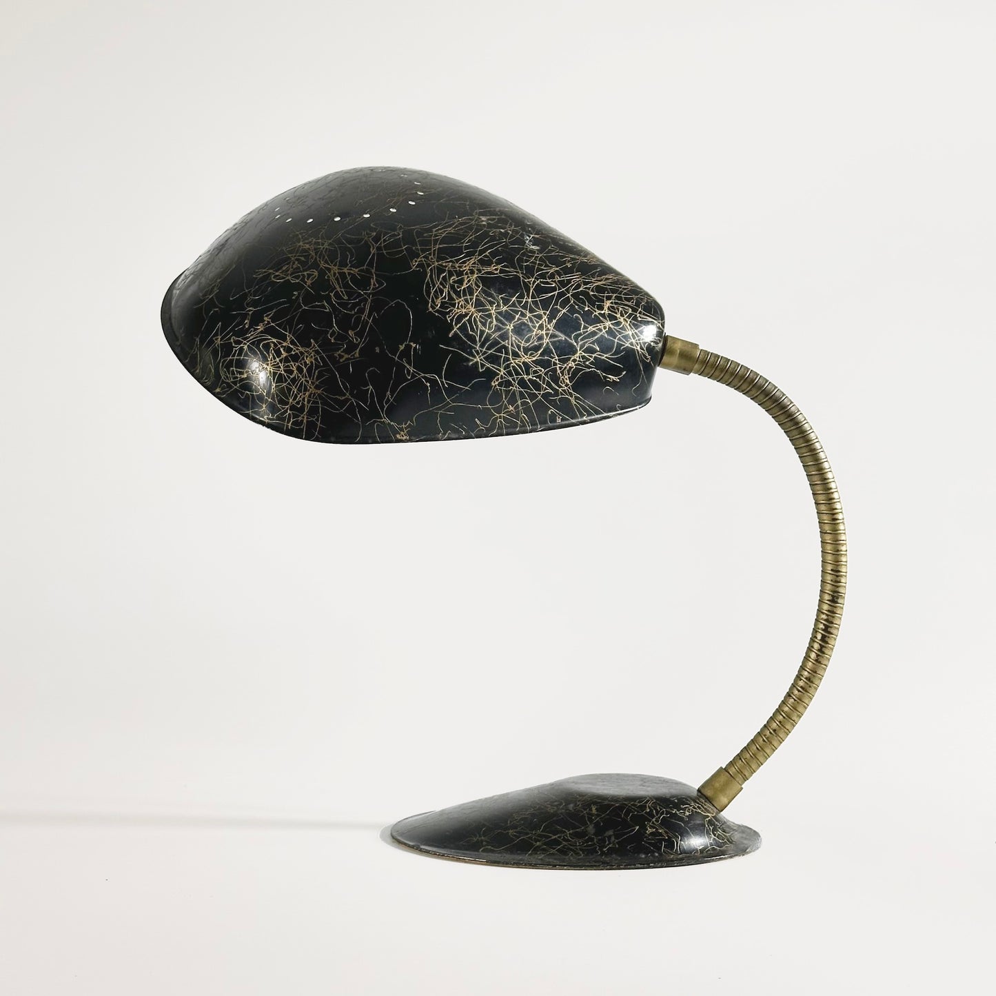 Vintage Midcentury Black and Gold Gooseneck Lamp