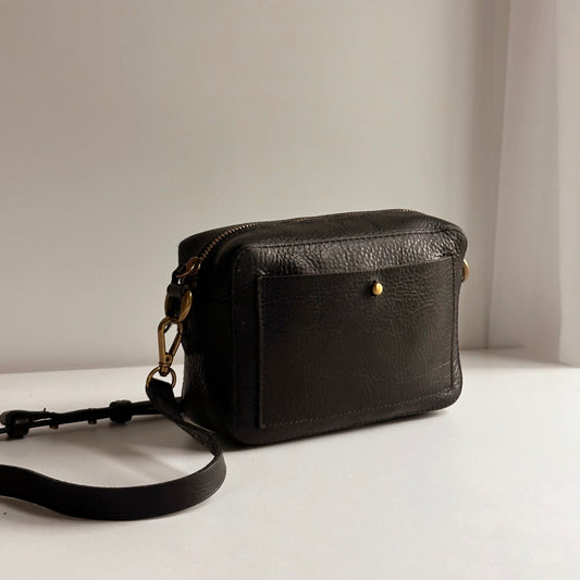 Black Leather Madewell Crossbody Camera Bag