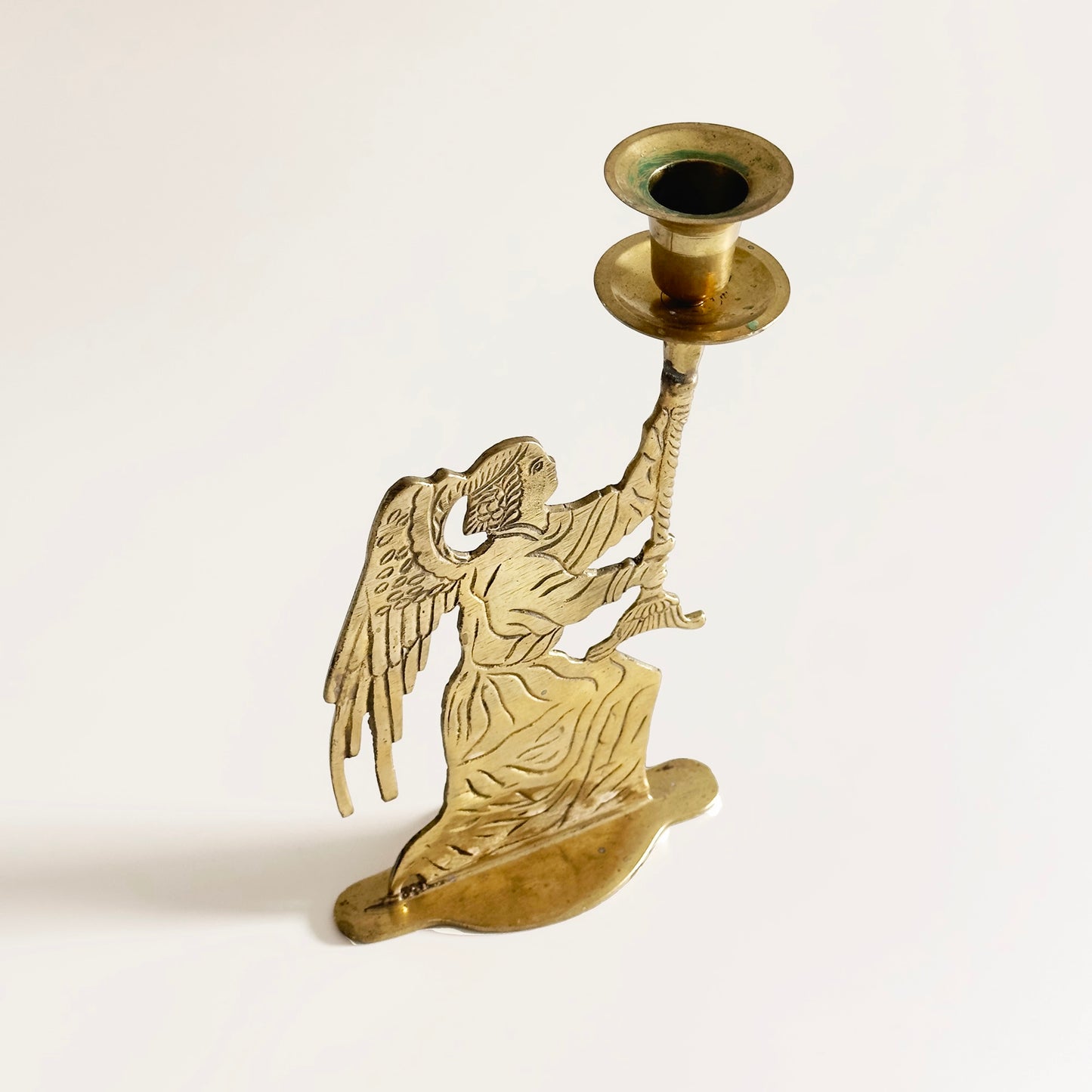 Vintage Brass Angel Candleholder