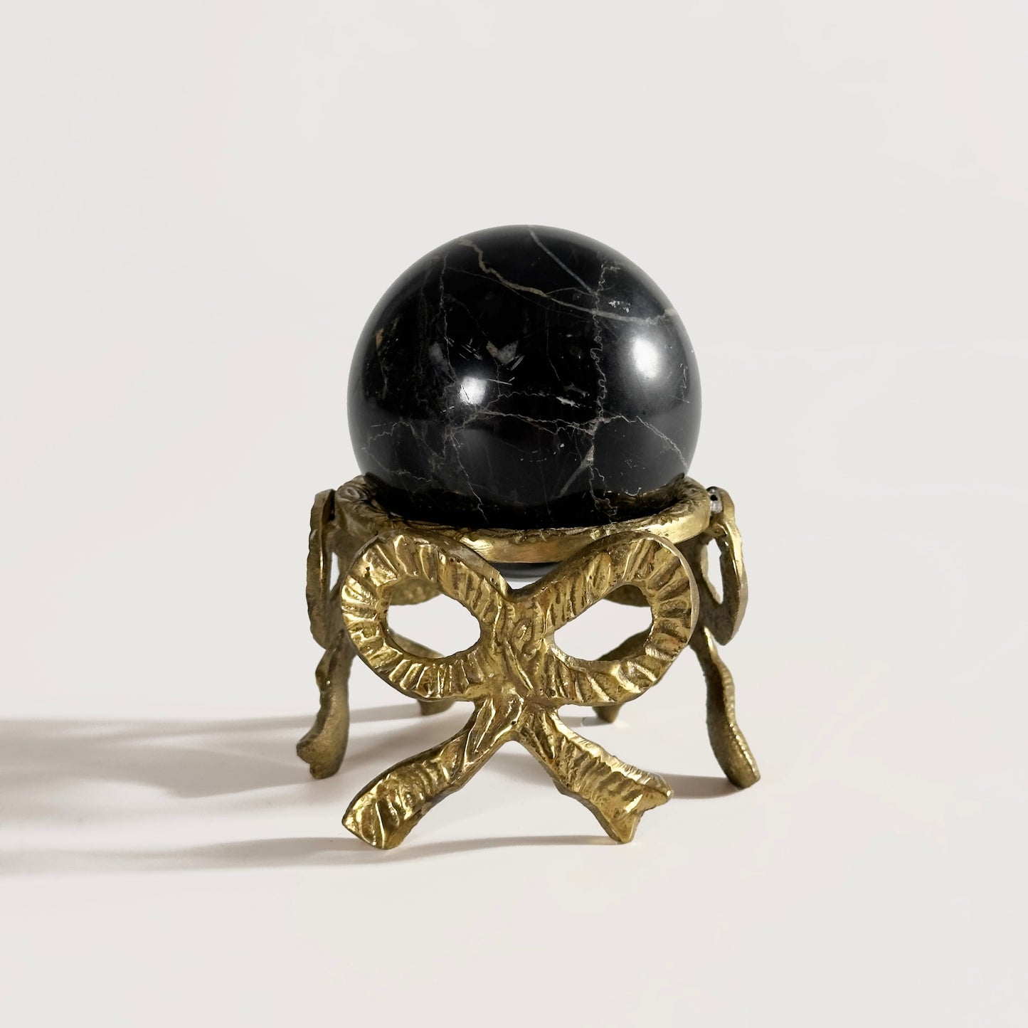 Vintage Brass Bow Stand & Marble Sphere