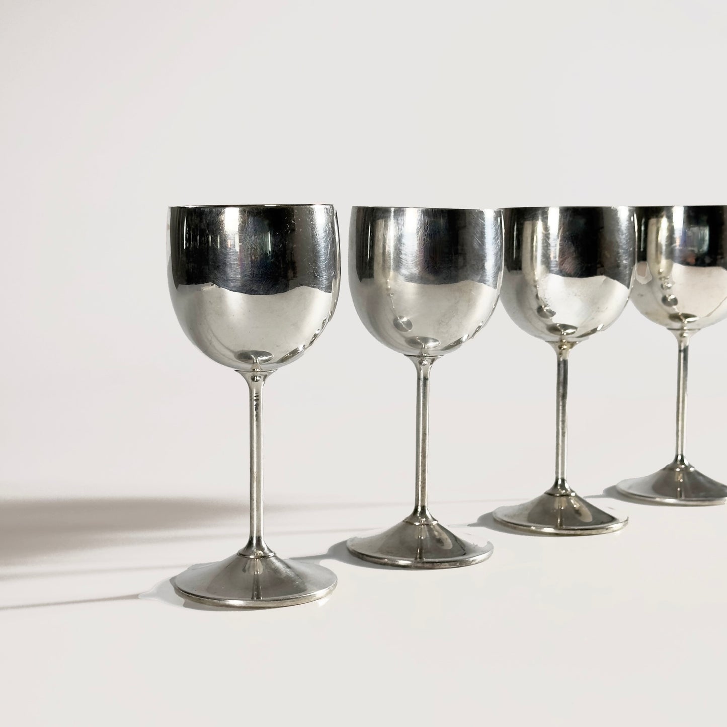 Vintage Silver-plated Wine Goblets, Set of Four