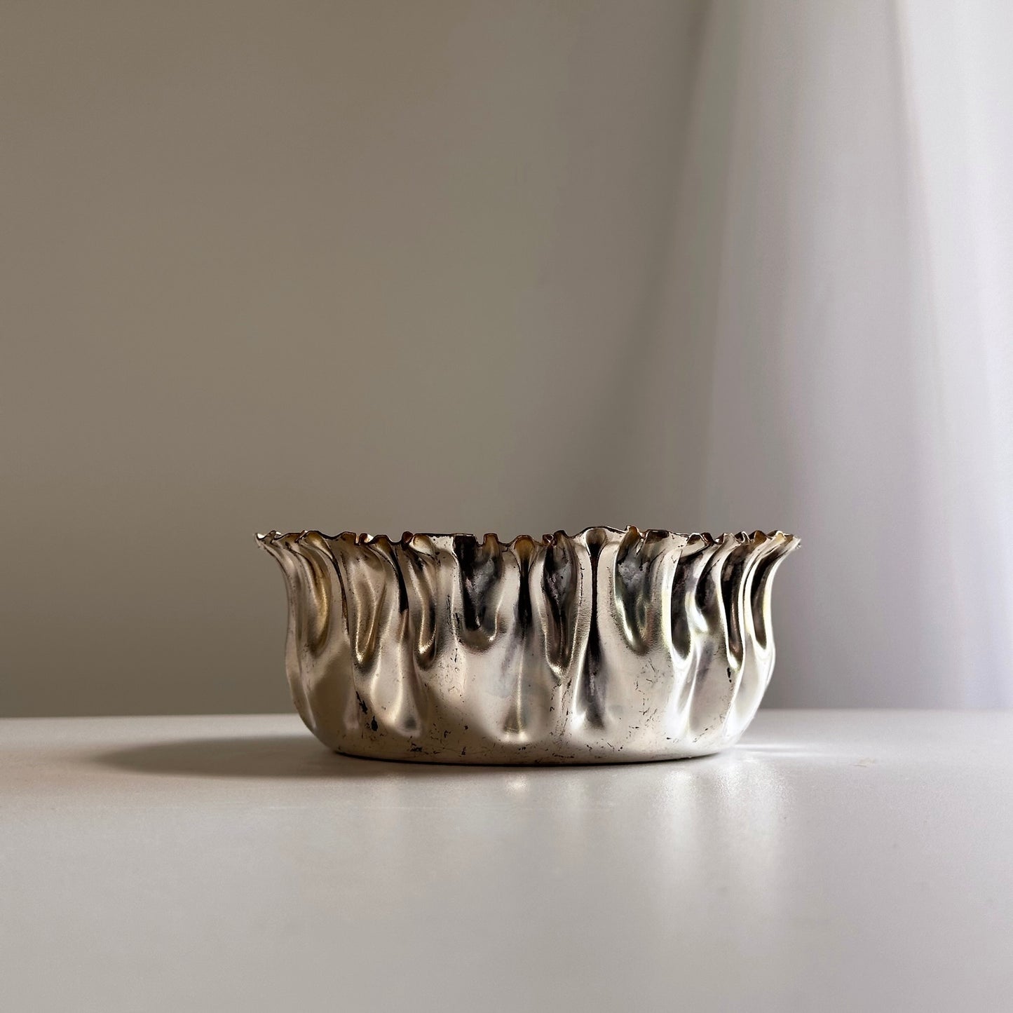 Vintage Silver Plated Crumpled Catchall Dish