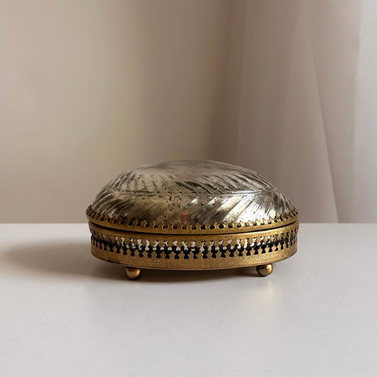 Casket-Style Gold and Silver Glass Box
