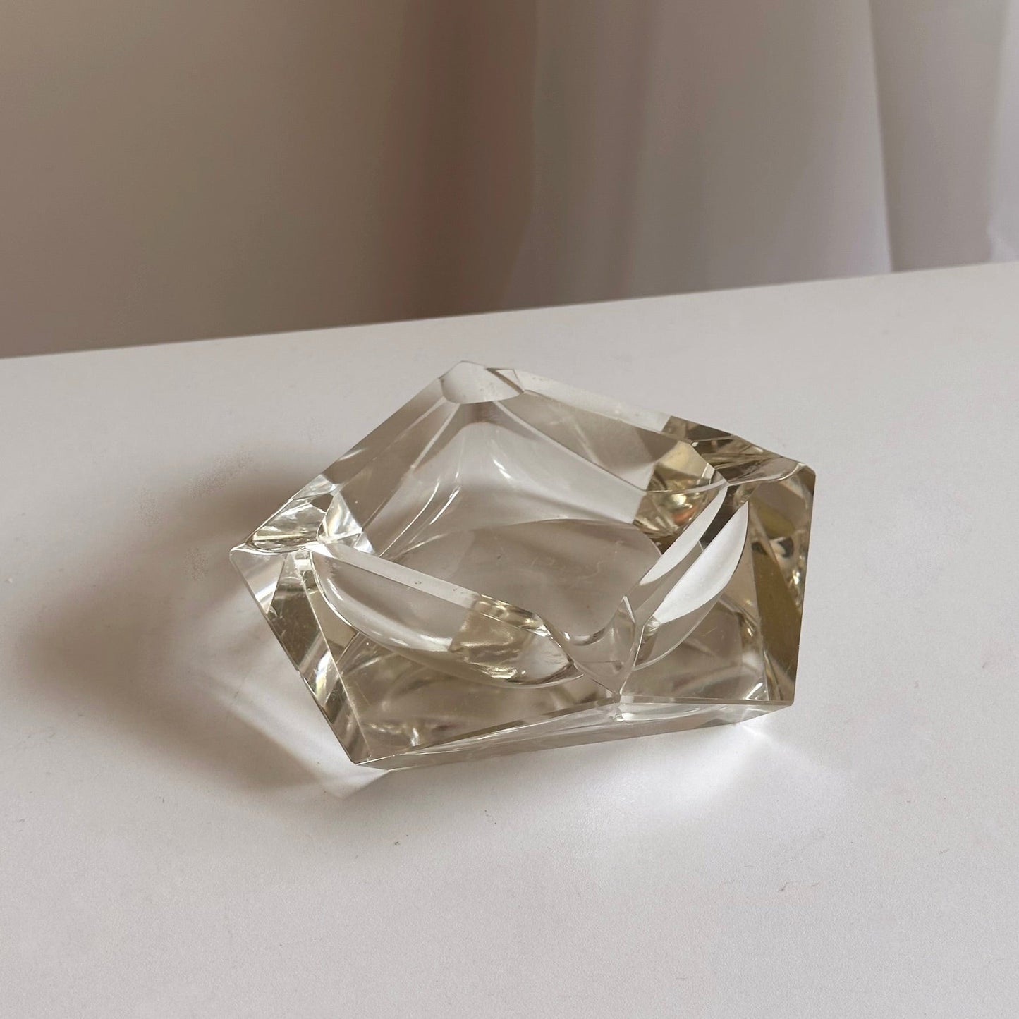 Vintage Cut Glass Geometric Catchall