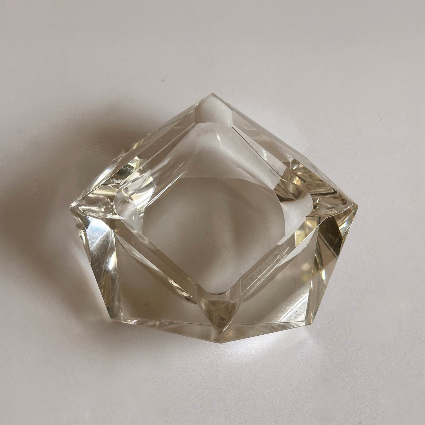 Vintage Cut Glass Geometric Catchall