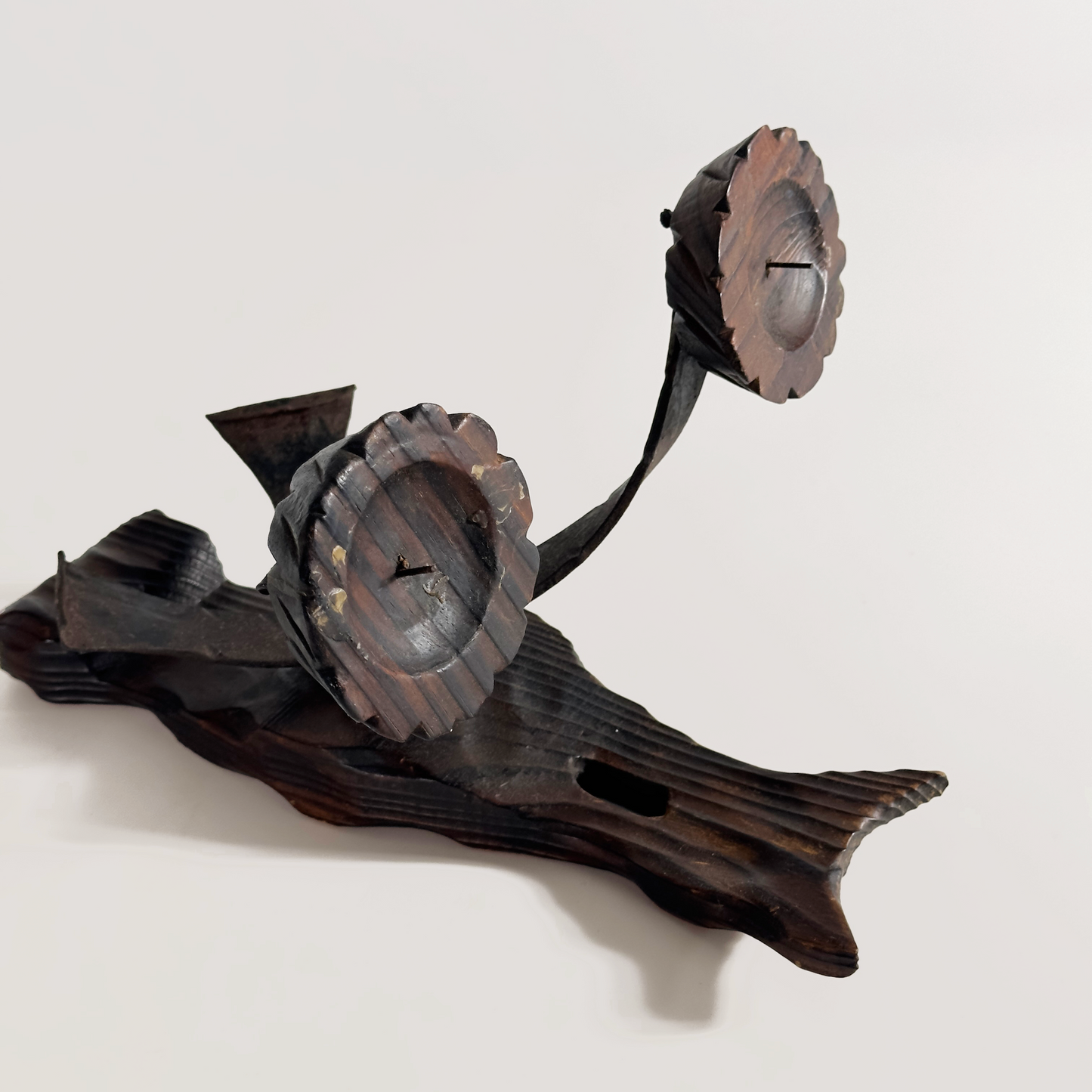 Vintage Brutalist Iron and Wood Sconce