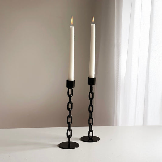 Handcrafted Chain Candleholders, Pair