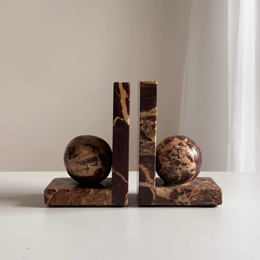 Deco-Style Marble Sphere Bookends
