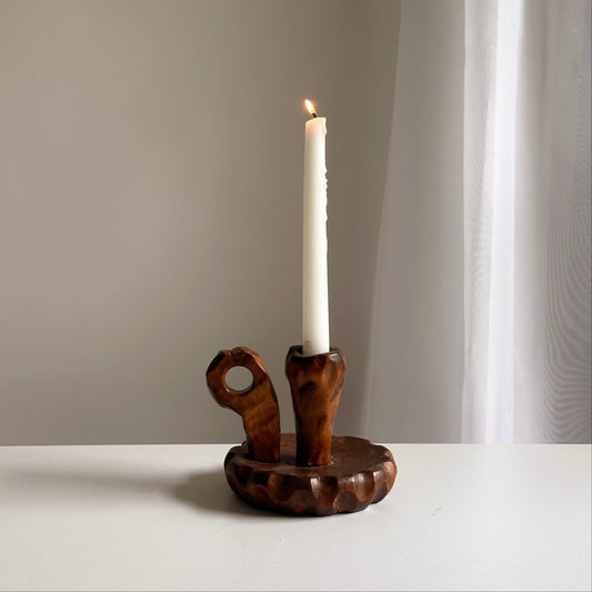 Vintage Handcrafted Wood Candleholder
