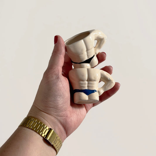 Vintage Petite Muscle Mugs, Pair