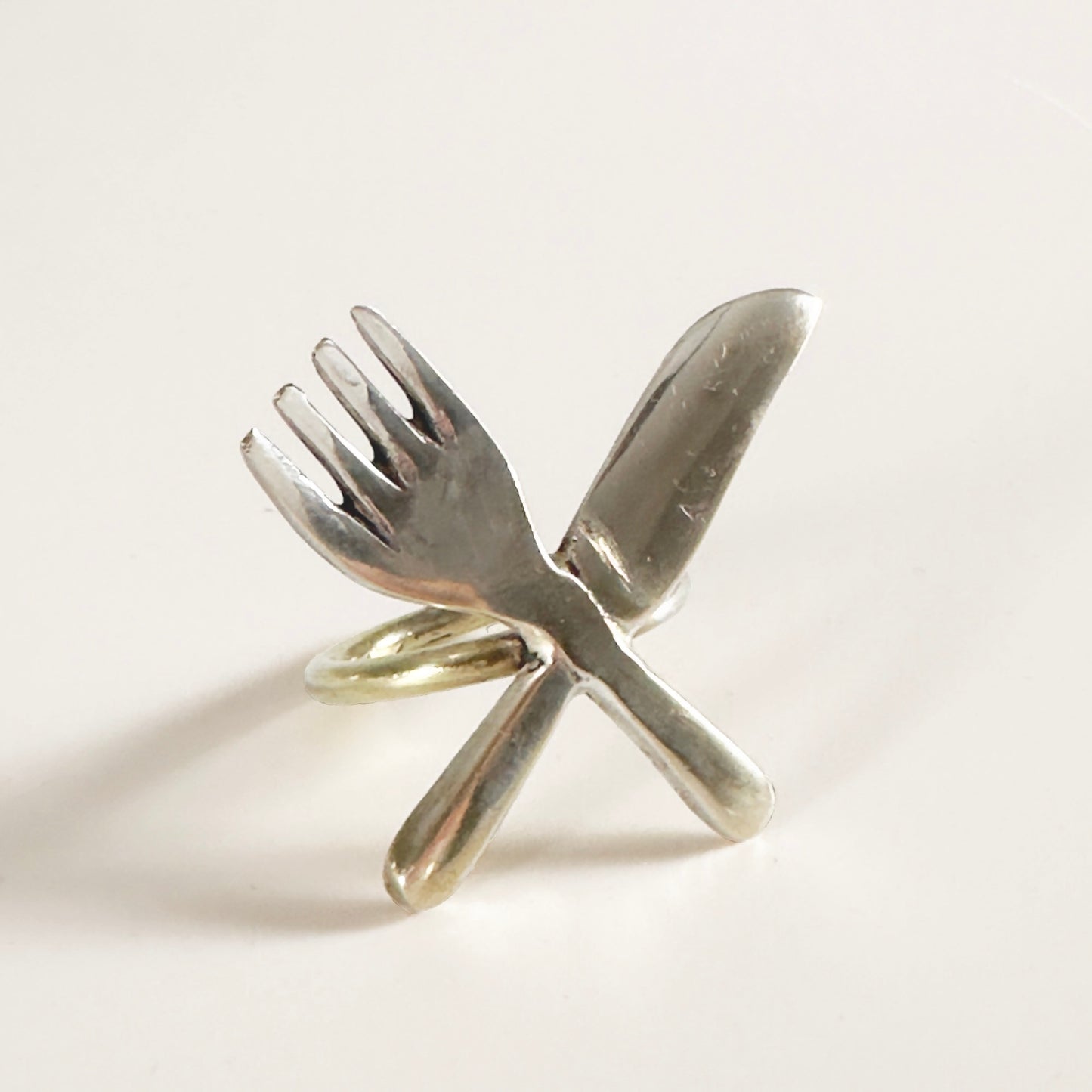 Silver-Plated Knife and Fork Napkin Rings Set