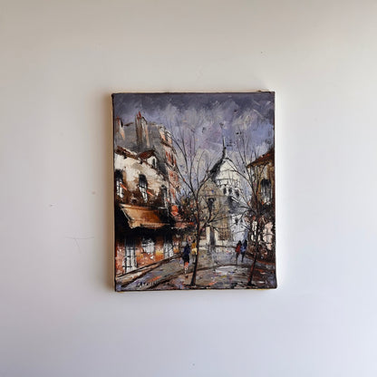 Vintage Original Paintings of Paris Street Scene, Signed