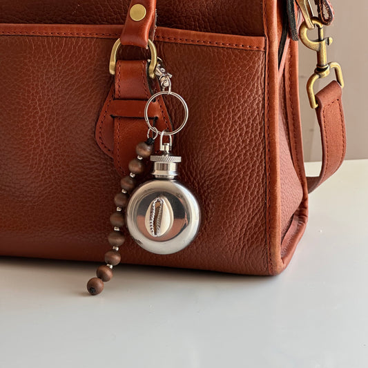 Mini Shell Flask Keychain or Bag Charm
