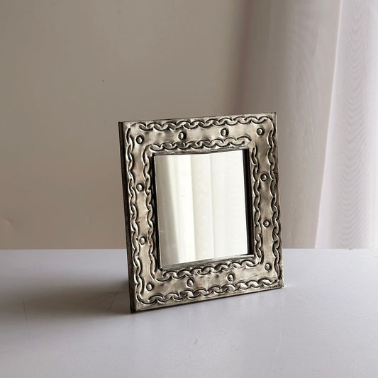 Vintage Punched Tin MIrror, Handcrafted in Mexico