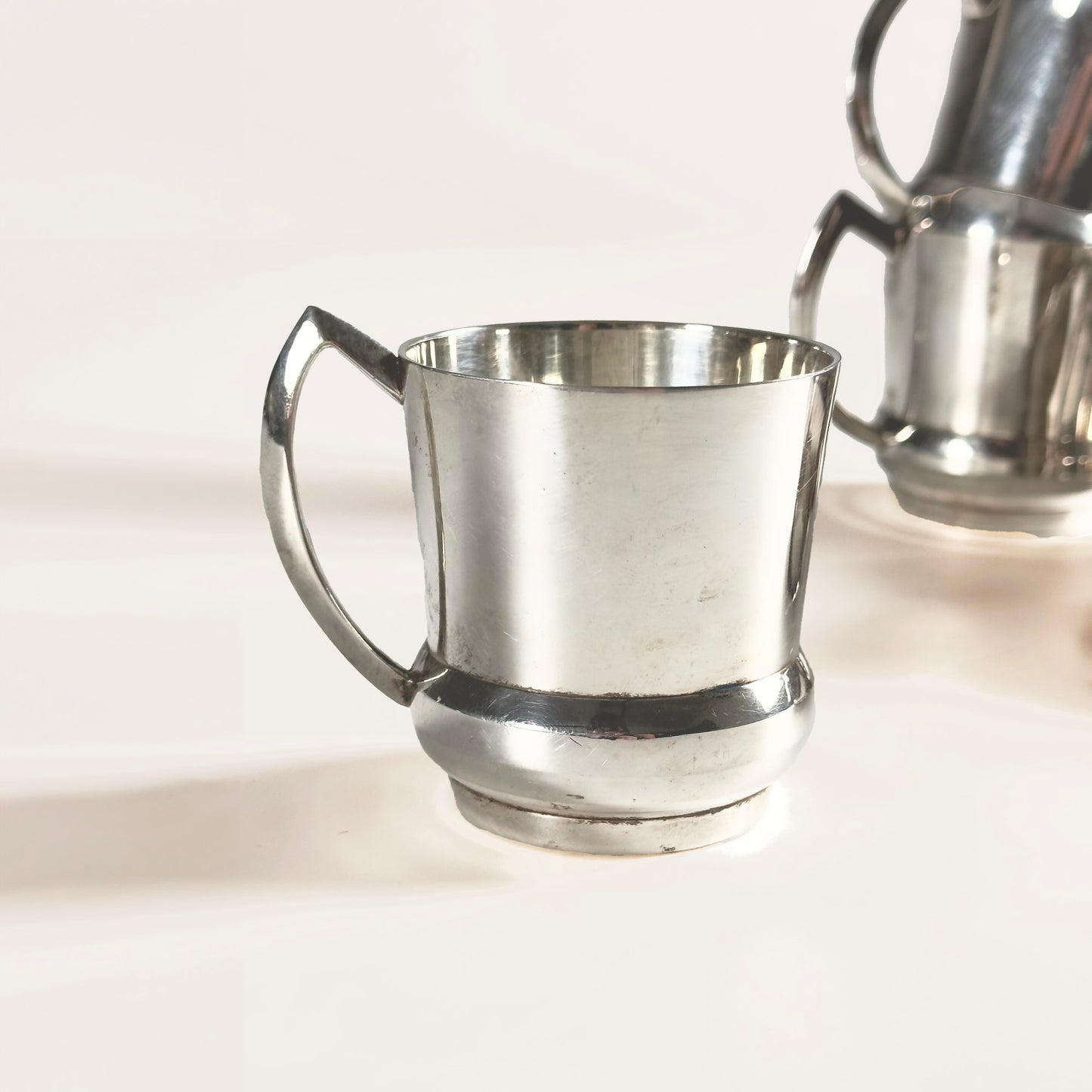 Vintage Silver-Plated Mugs, Set of Six