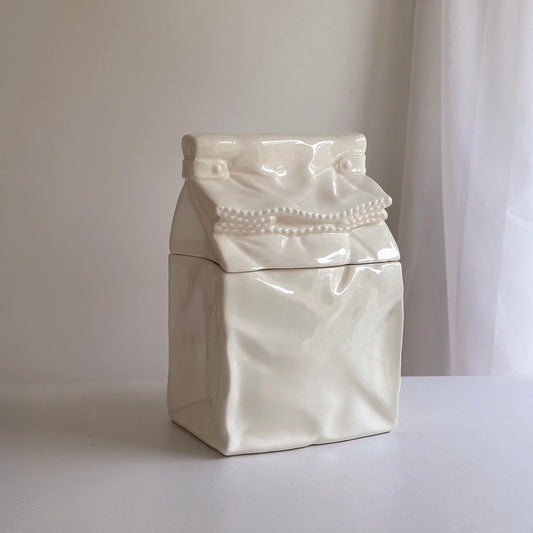 Vintage Ceramic Paper Bag Canister
