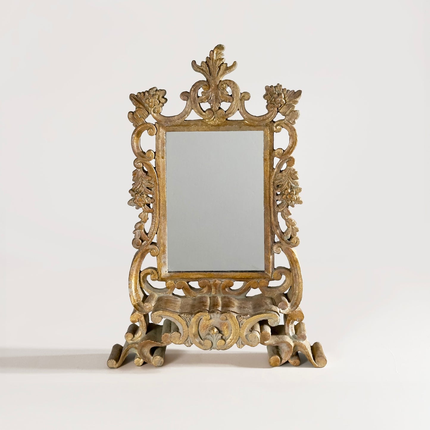 Vintage Gilt Vanity Mirror with Drawer