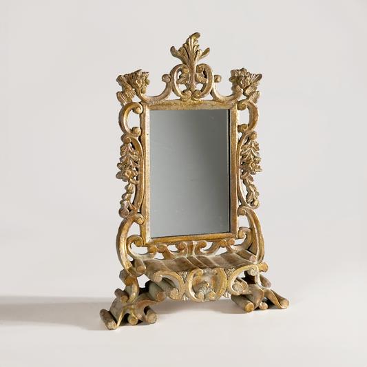 Vintage Gilt Vanity Mirror with Drawer