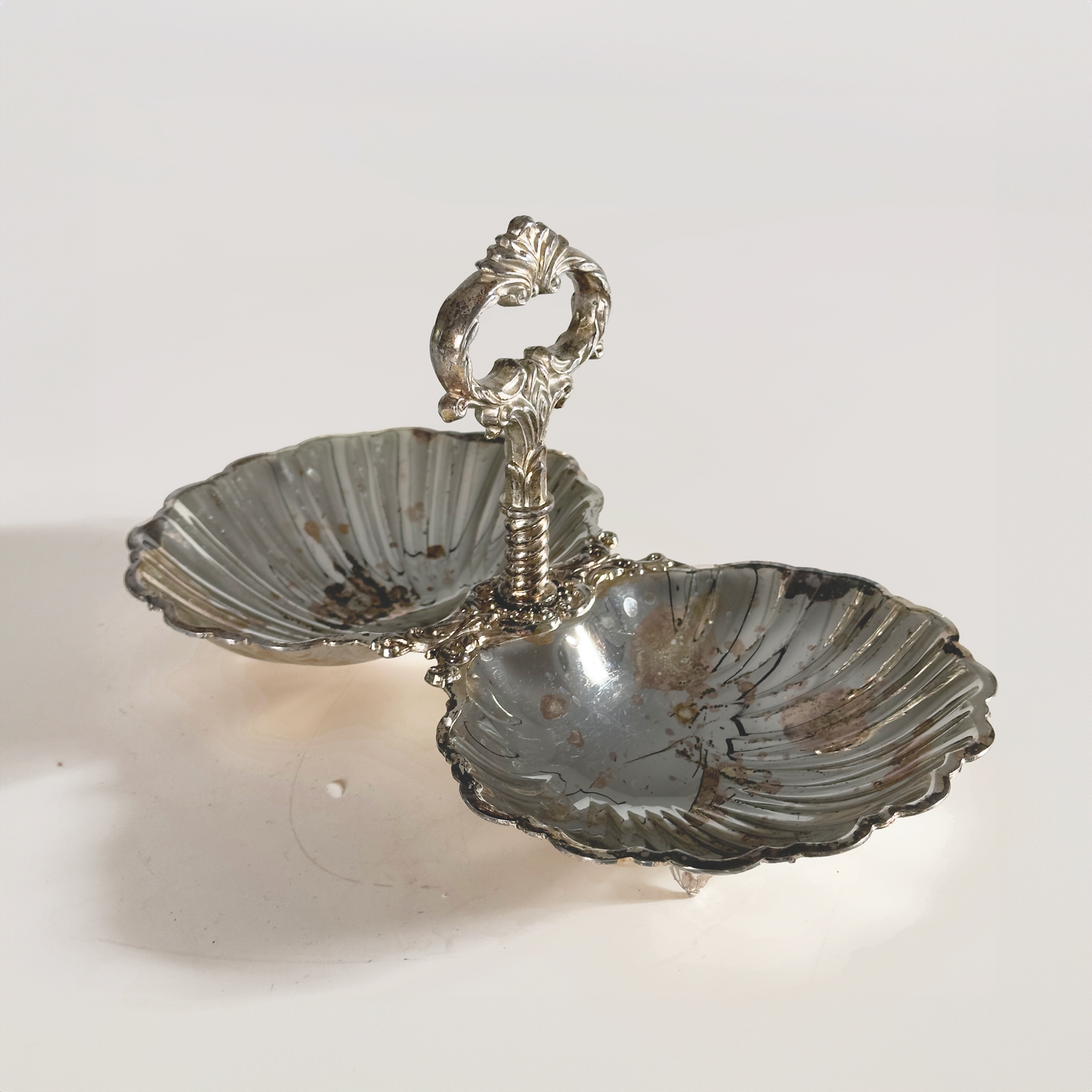 Vintage Silver-Plated Double Shell Dish