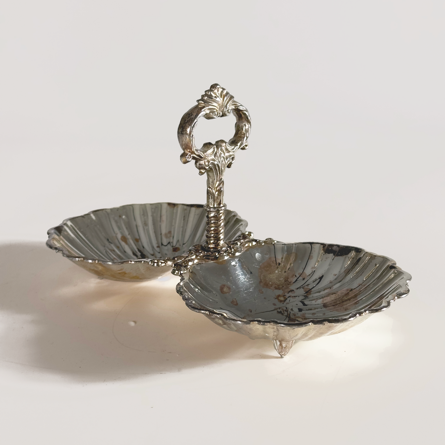 Vintage Silver-Plated Double Shell Dish