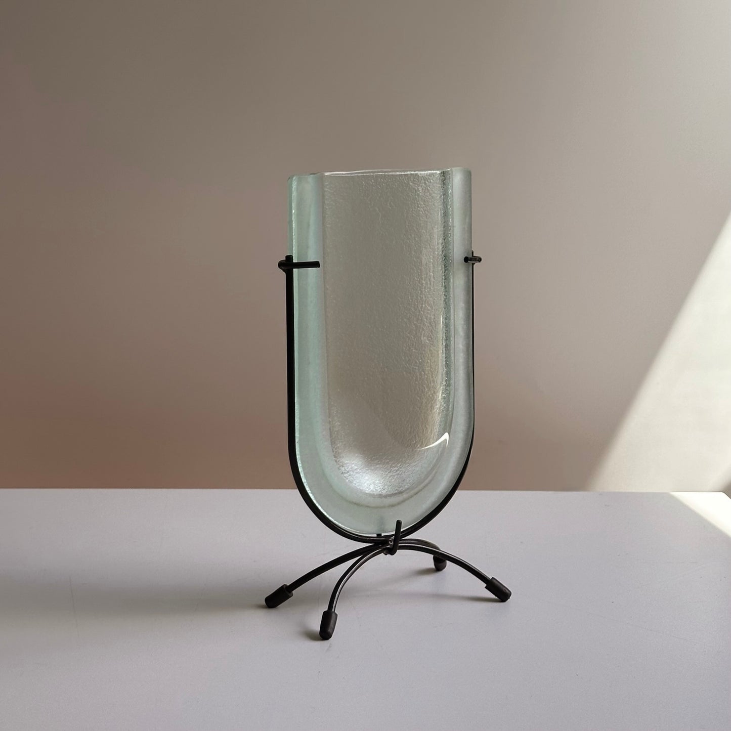 Postmodern Fused Glass Vase on Footed Stand