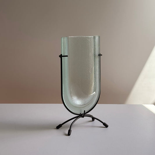 Postmodern Fused Glass Vase on Footed Stand