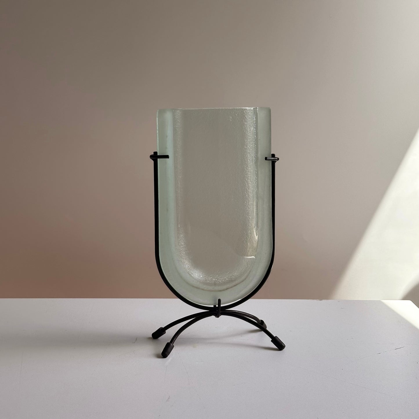 Postmodern Fused Glass Vase on Footed Stand