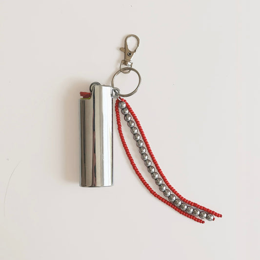 Silver Lighter Sleeve with Beaded Tassel